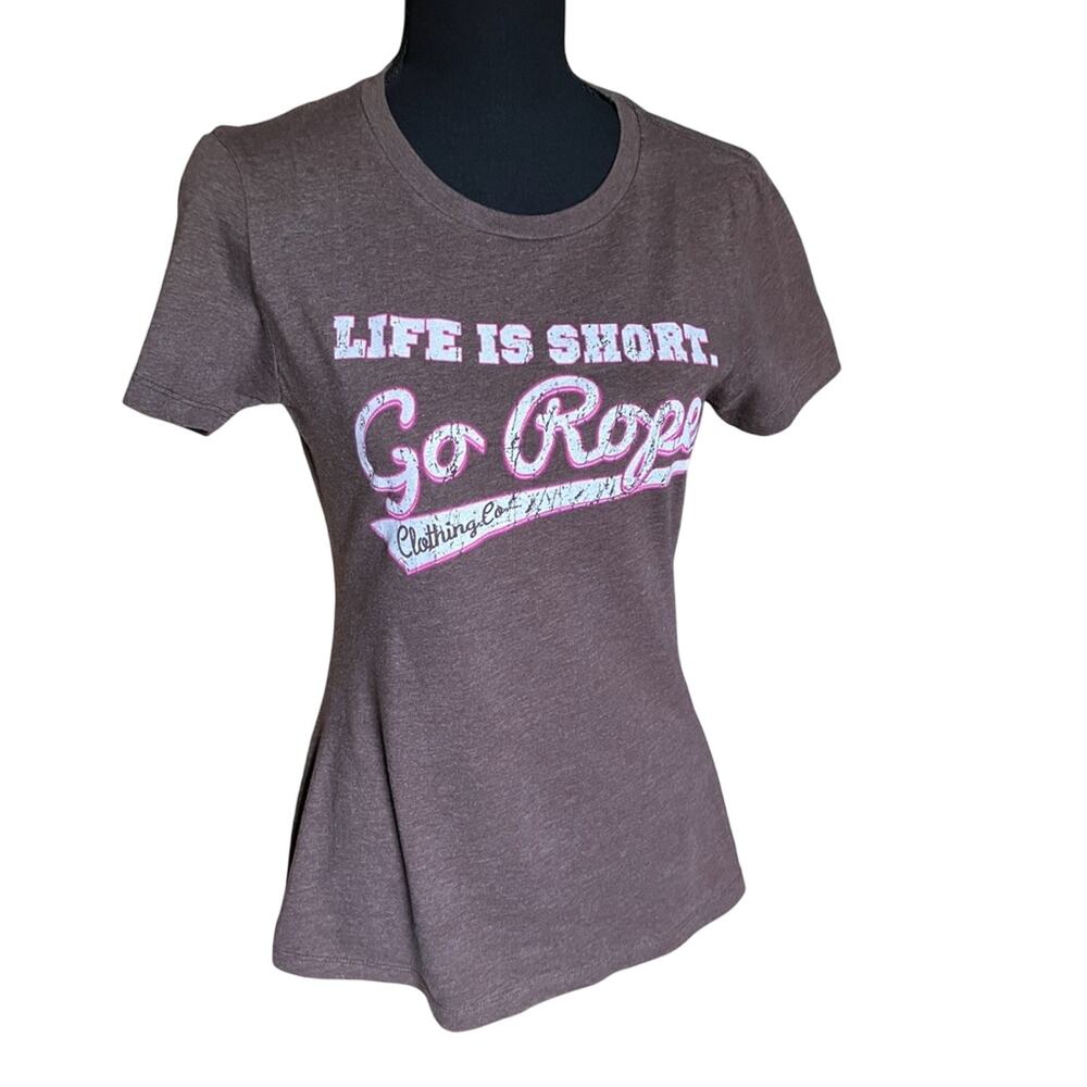 Western Ladies L GO Rope Brown Short Sleeve T-shirt